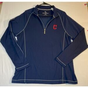Tommy Bahama Cleveland Guardians Quarter Zip Pullover Men’s Navy Blue Red C Logo